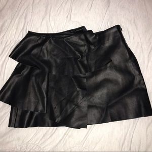 Half pleated black leather skirt- Zara